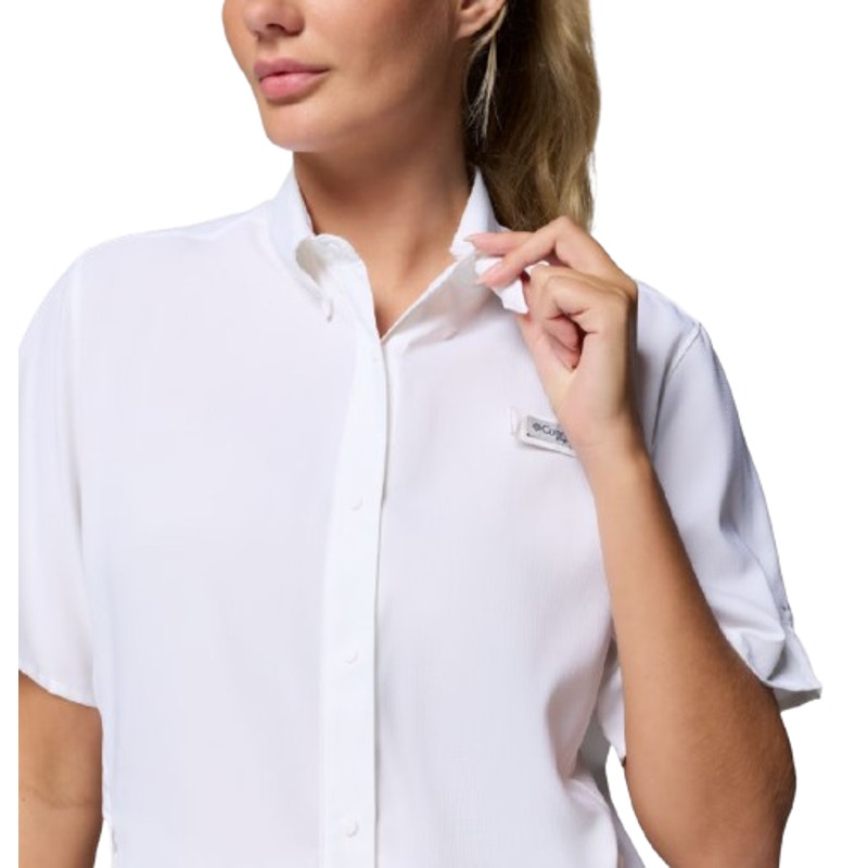 COLUMBIA Women's PFG Tamiami II Shirt Large White Short Sleeve UPF 40+ NWT