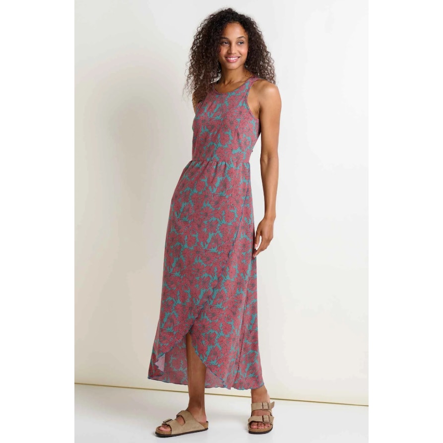TOAD & CO Women's Sunkissed Maxi Dress Medium Pink Gray Sleeveless UPF NWT