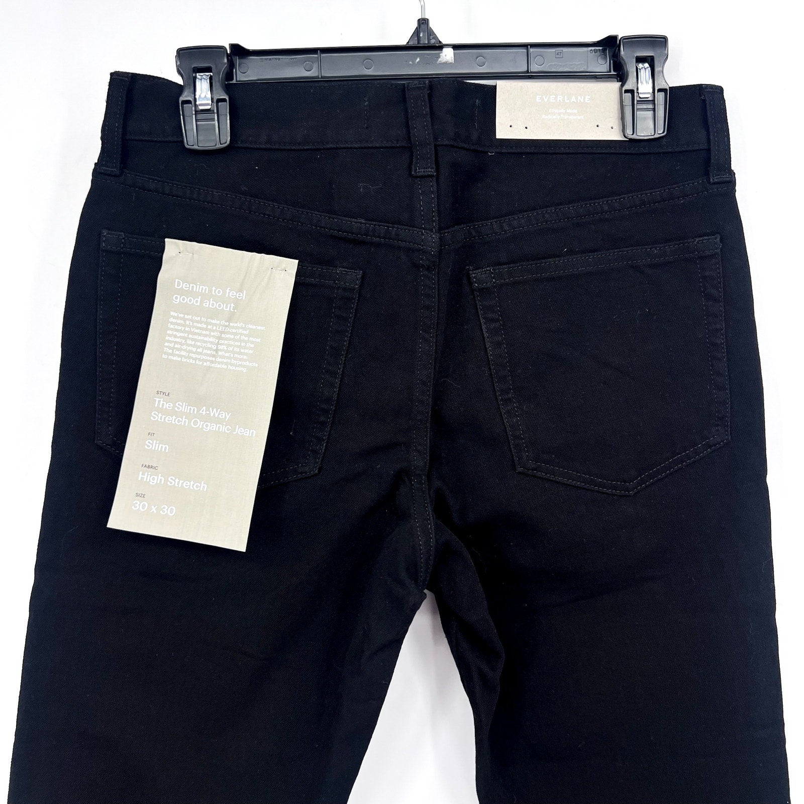 EVERLANE Men's Slim 4-Way Stretch Jeans 30x30 Black Uniform Organic Cotton NWT