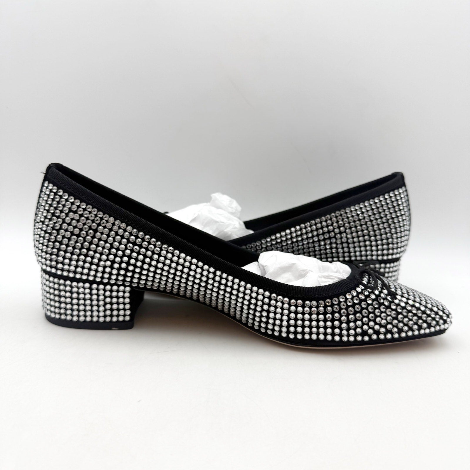 Veronica Beard Women Cecile Ballet Pump US 7.5 Silver Black Suede Rhinestone NIB