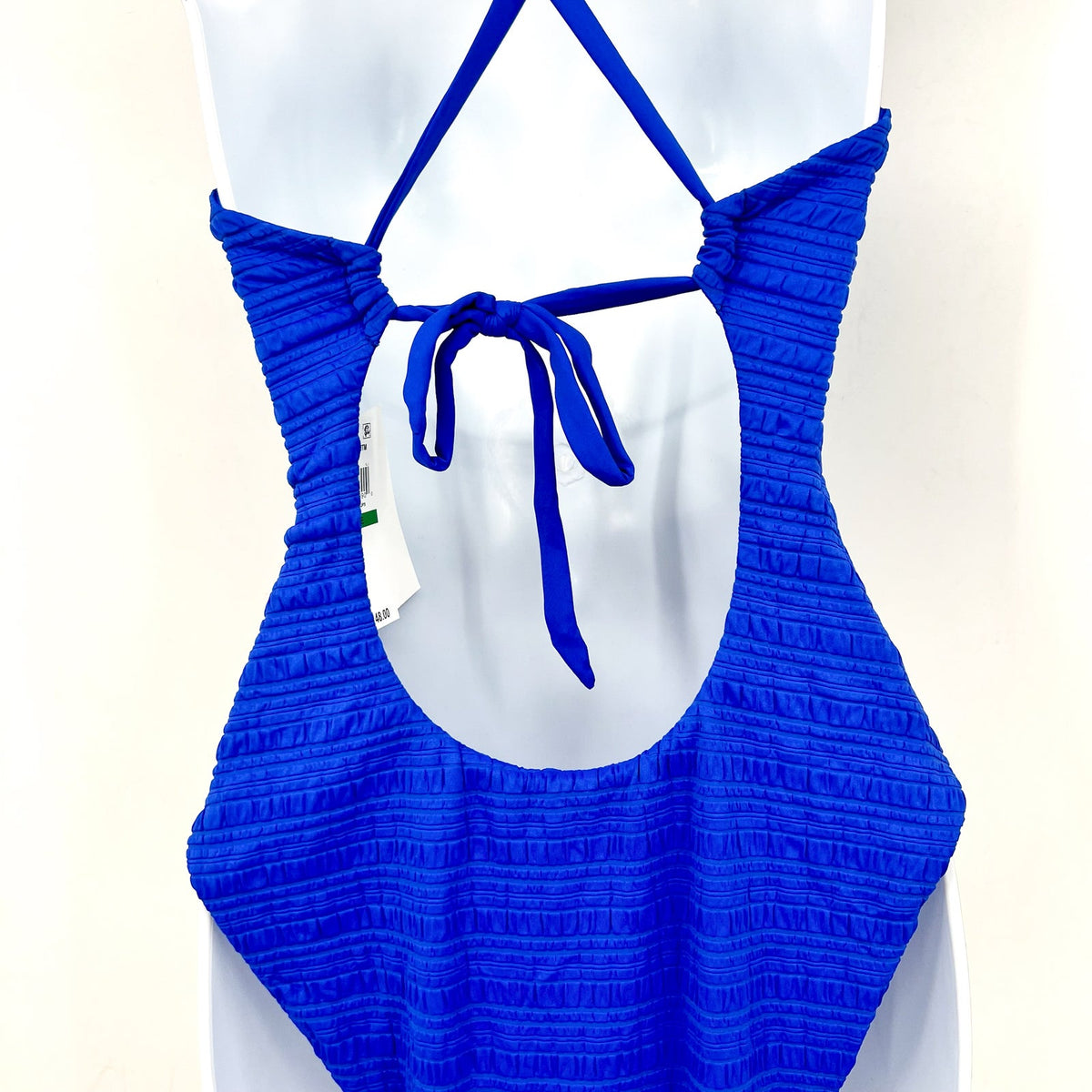 BECCA Coast Ariyah Plunge One Piece Swimsuit Large Ultramarine Blue Ribbed NWT