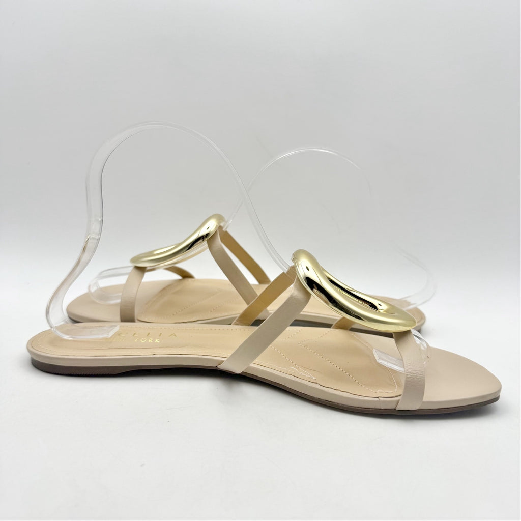 Cecelia New York Womens Mig Slide Sandals US 10 Nude Beige Gold Leather NWOB