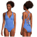 TOMMY BAHAMA Novelty Pearl Vneck One Piece Swimsuit Size 10 Paradiso Blue NWT