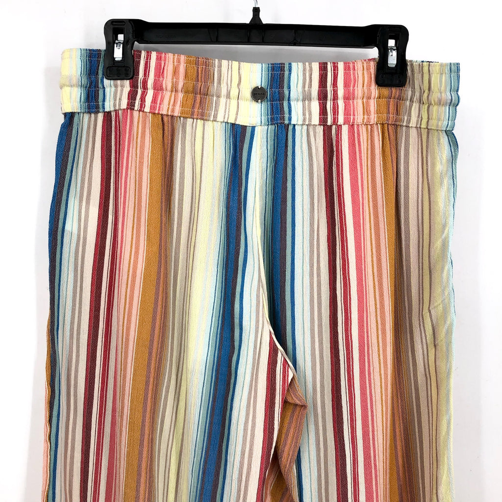 PRANA Women's Fernie Beach Pants Medium Gold Baja Stripe Wide Leg Mid Rise NWT