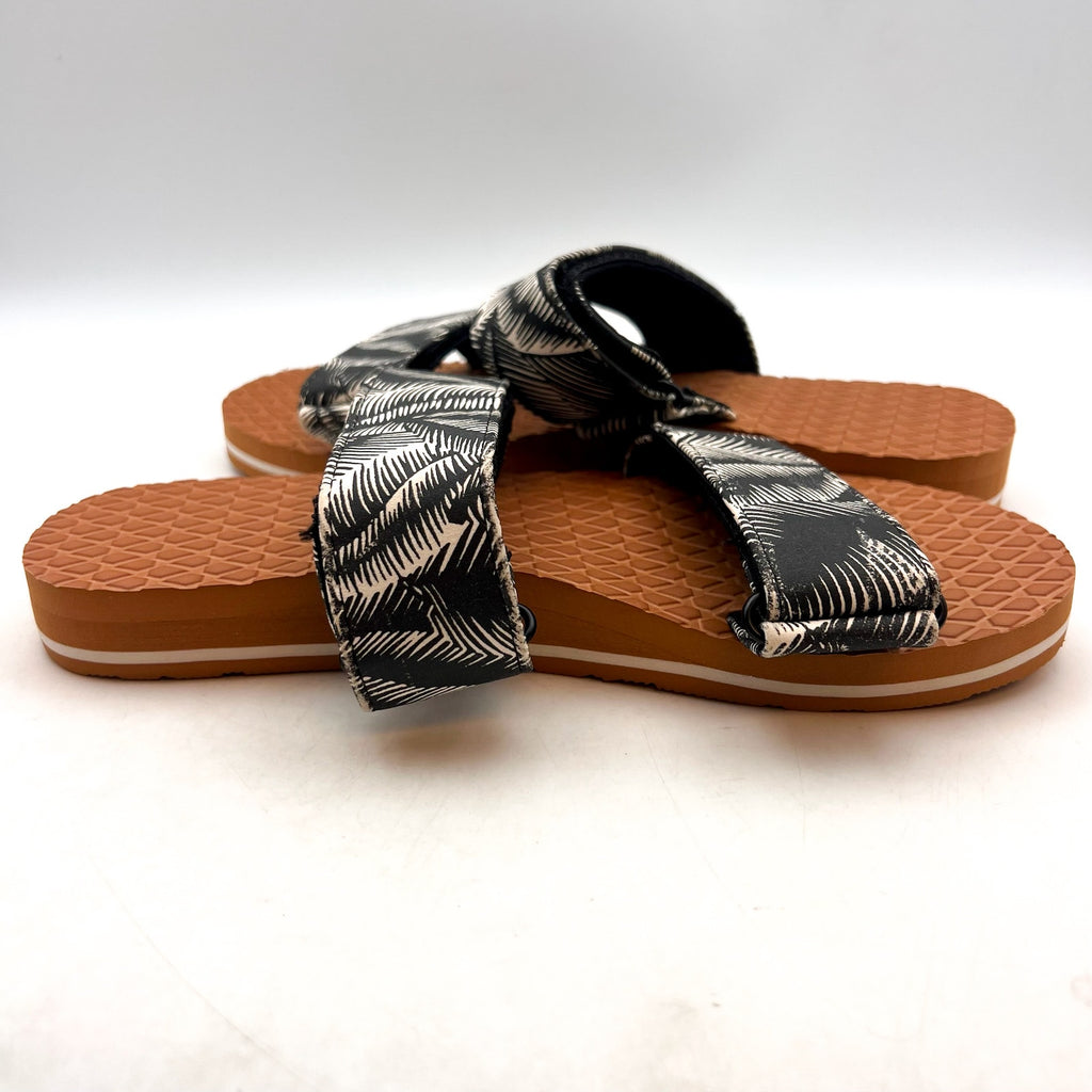 VOLCOM Women's Eco Recliner Slide Sandals Size 7 Black White Print NWOB