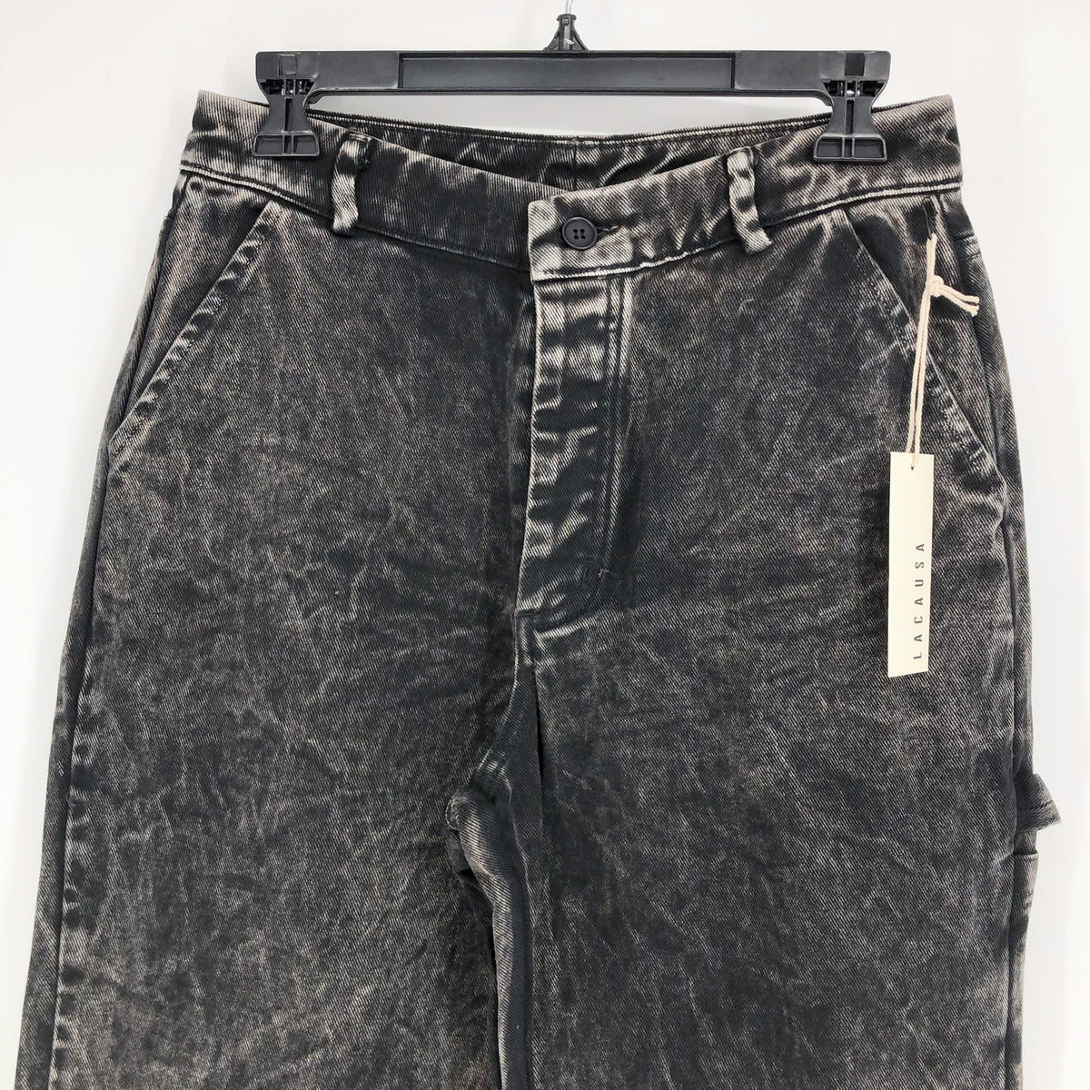 LACAUSA Women's Aiden Trouser Denim Jeans Size 6 Black Mineral Wash Mid Rise NWT