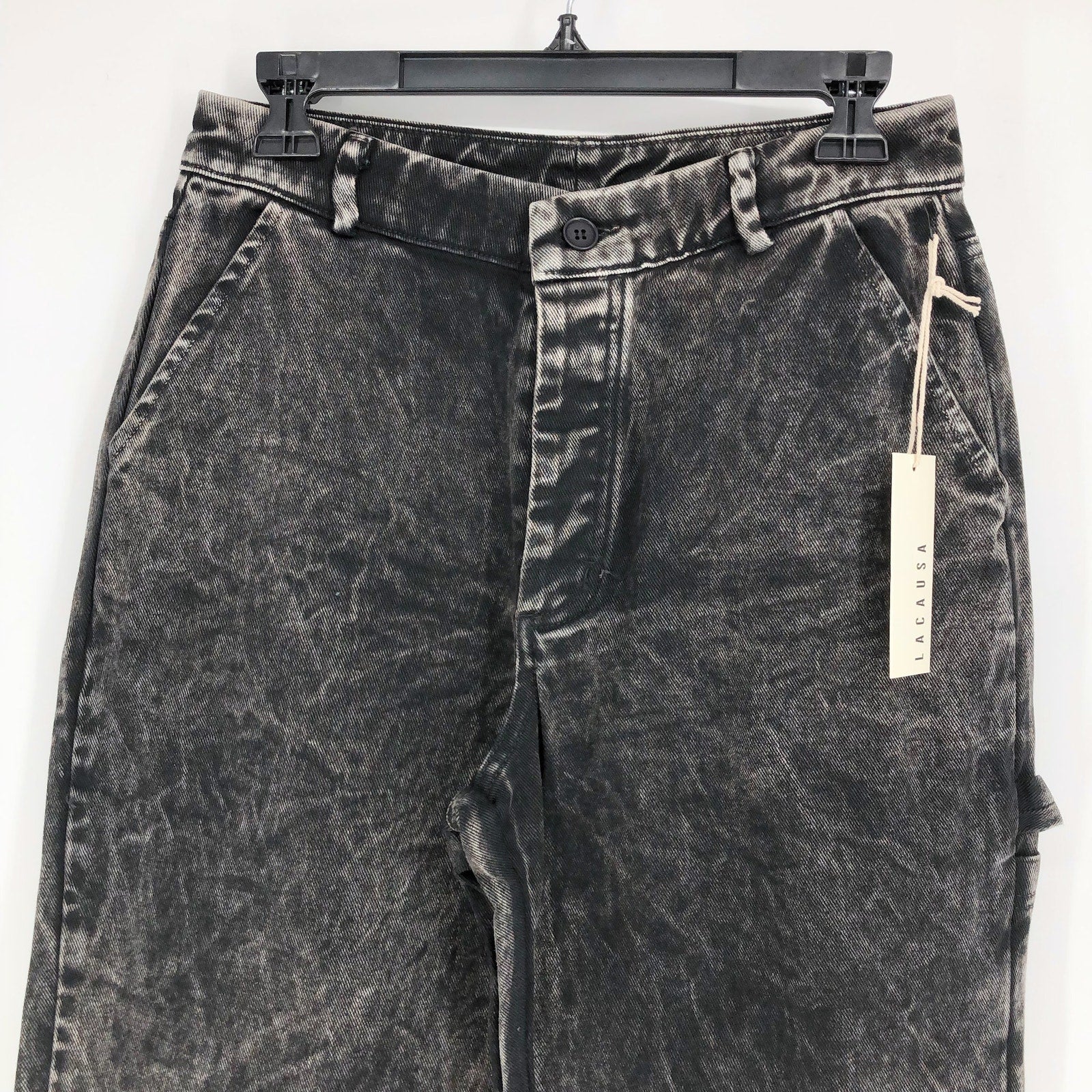 LACAUSA Women's Aiden Trouser Denim Jeans Size 6 Black Mineral Wash Mid Rise NWT