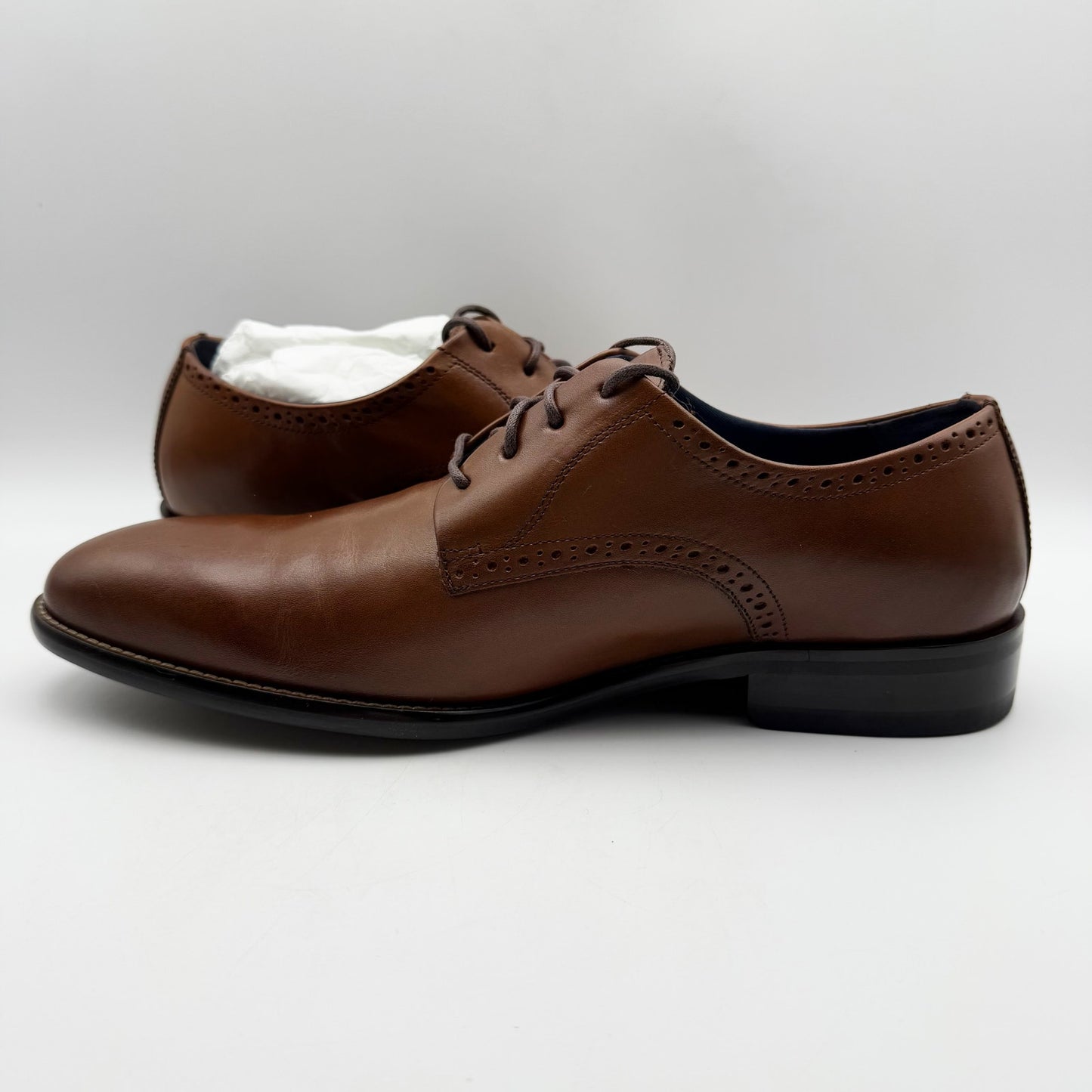 Johnston & Murphy Men Stockton Plain Toe Shoe US 9.5 M EU 42.5 Brown Leather NIB