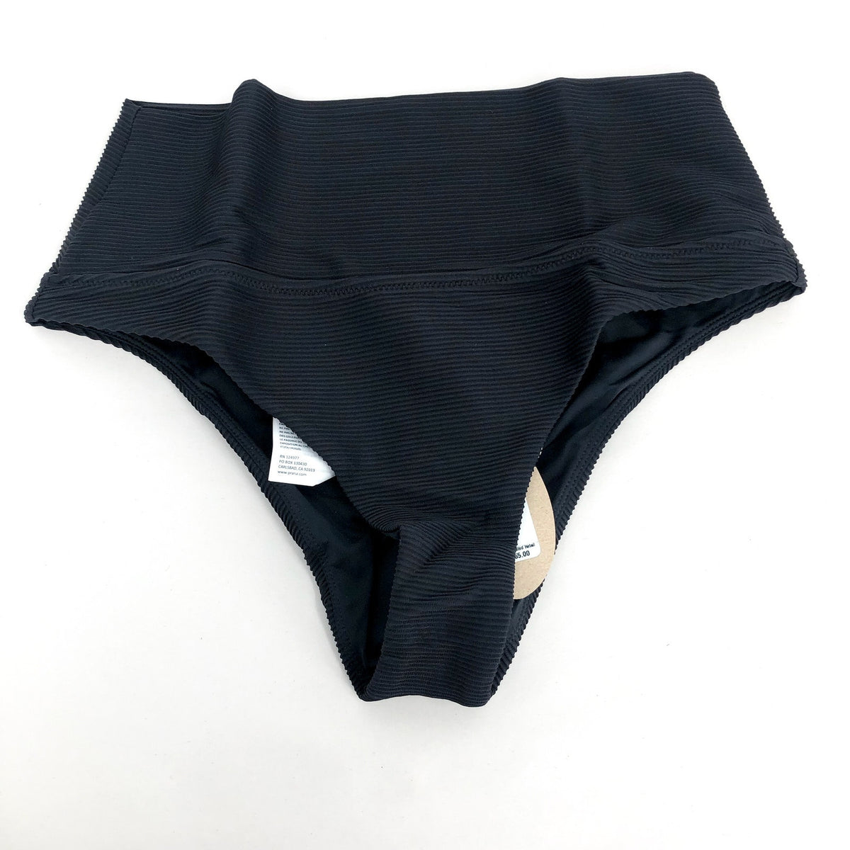 PRANA Women's Aurelia Bikini Bottom XL Black Ottoman High Waist Swim NWT