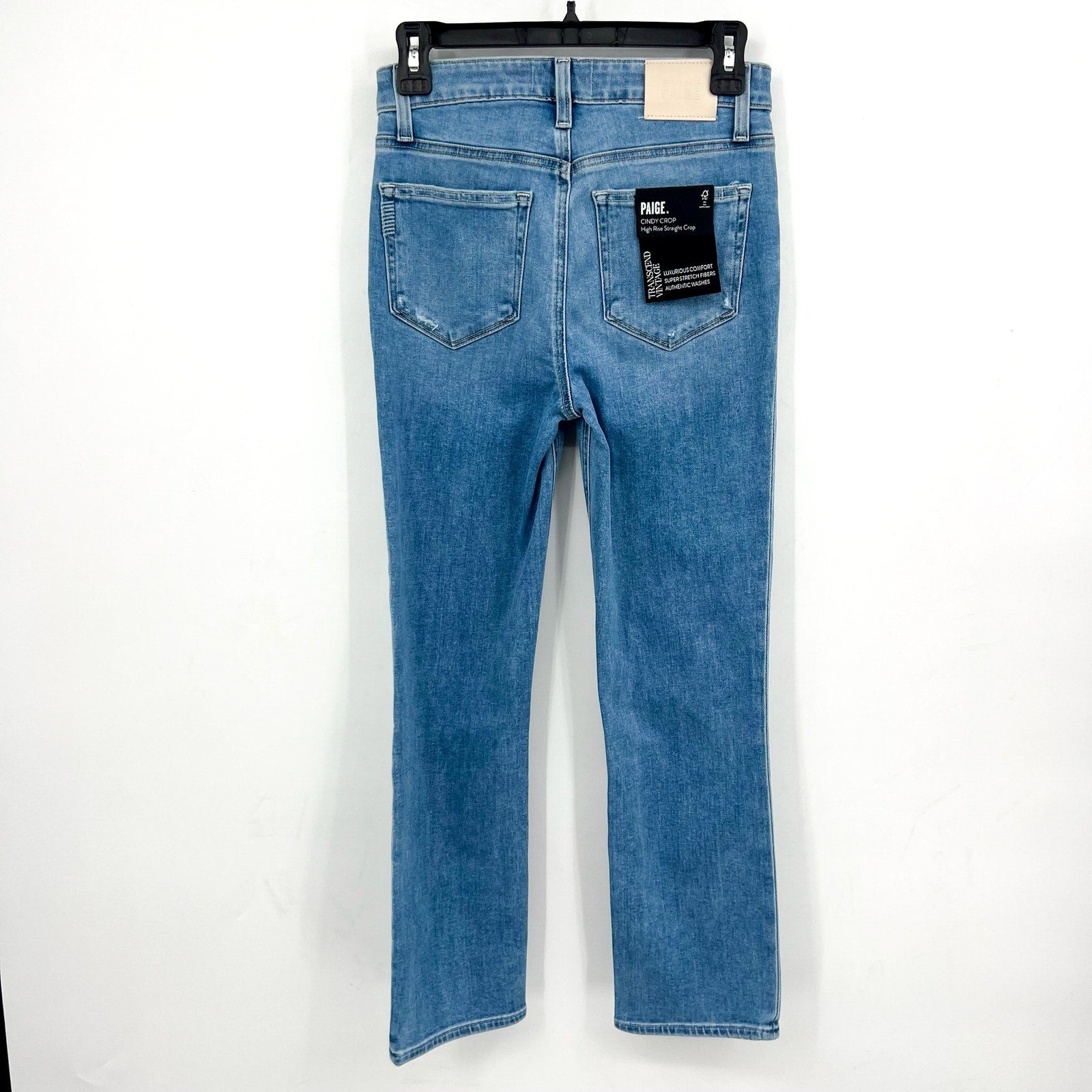 PAIGE Cindy Crop Jeans 26x27 US 2 Say Anything Blue Exposed Button Fly NWT