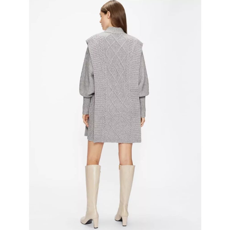 TED BAKER Women's Arriaa Cable Sweater Dress US 8 Ted 3 Grey High Neck NWOT