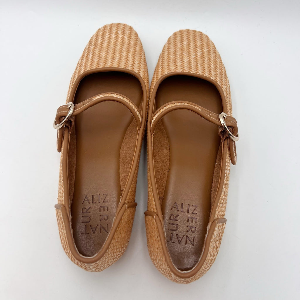 Naturalizer Womens Kelly4 Mary Jane Flats Size 6.5 EU 36.5 Brown Tan Woven NWOB