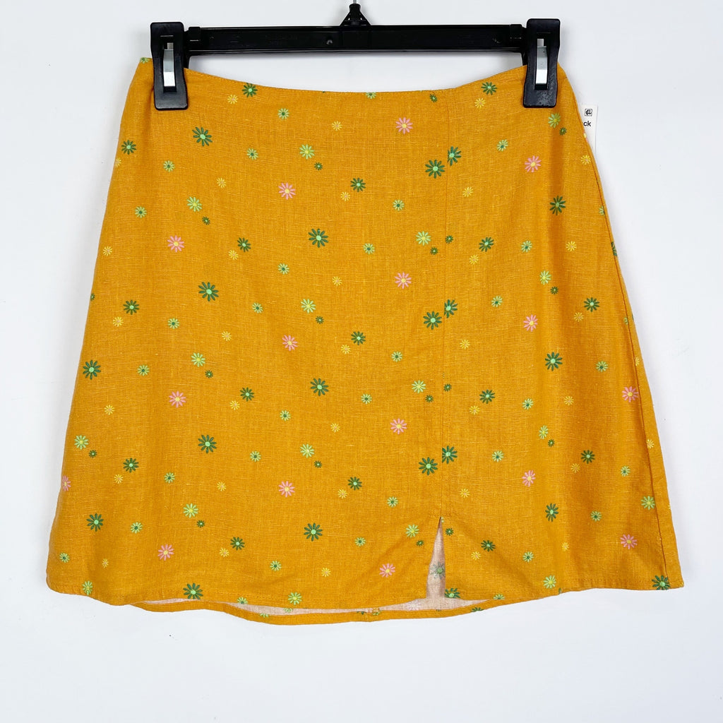 Abound Nordstrom Linen Blend Mini Skirt XS Orange Print Asterisk Floral NWT