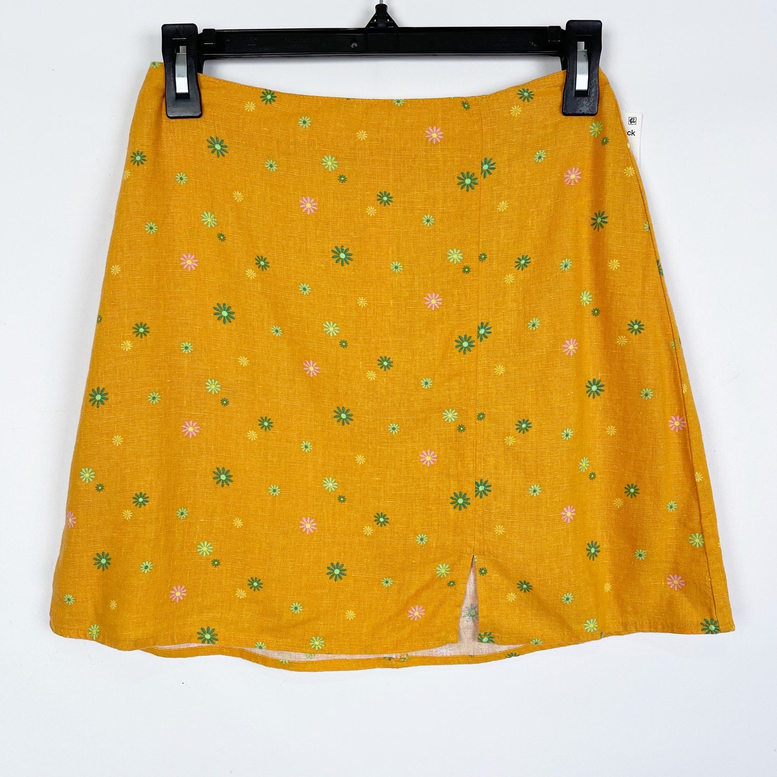 Abound Nordstrom Linen Blend Mini Skirt XS Orange Print Asterisk Floral NWT