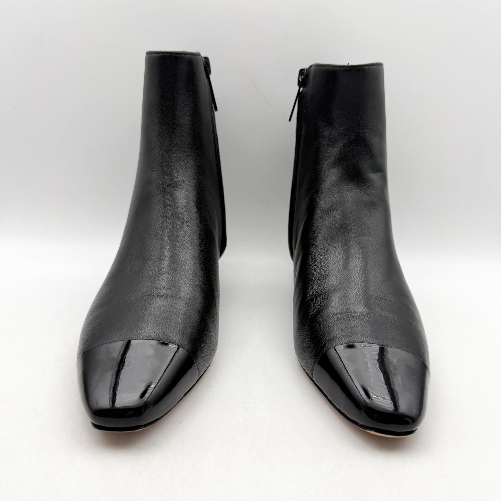 Veronica Beard Womens Cecile Ankle Booties US 5 M Black Leather Cap Toe NIB