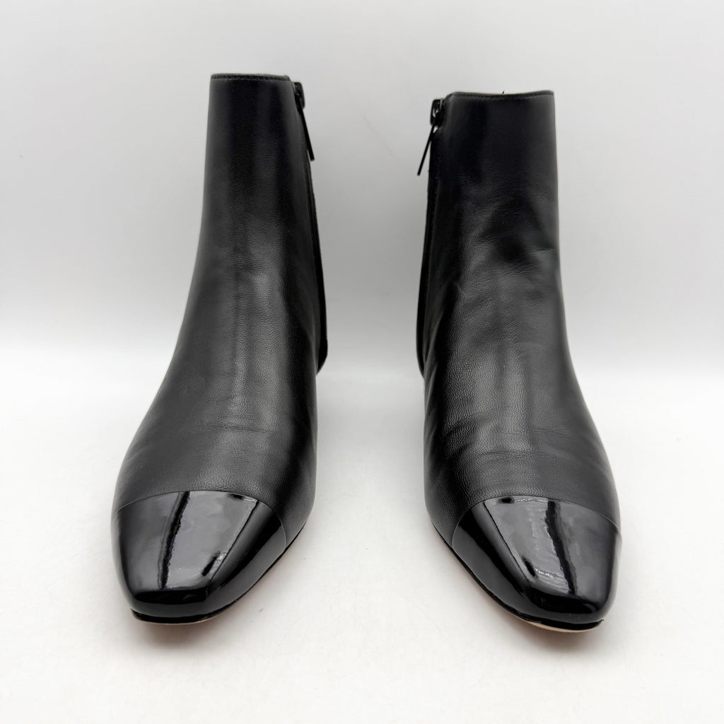 Veronica Beard Womens Cecile Ankle Booties Size 5 M Black Leather Cap Toe NIB