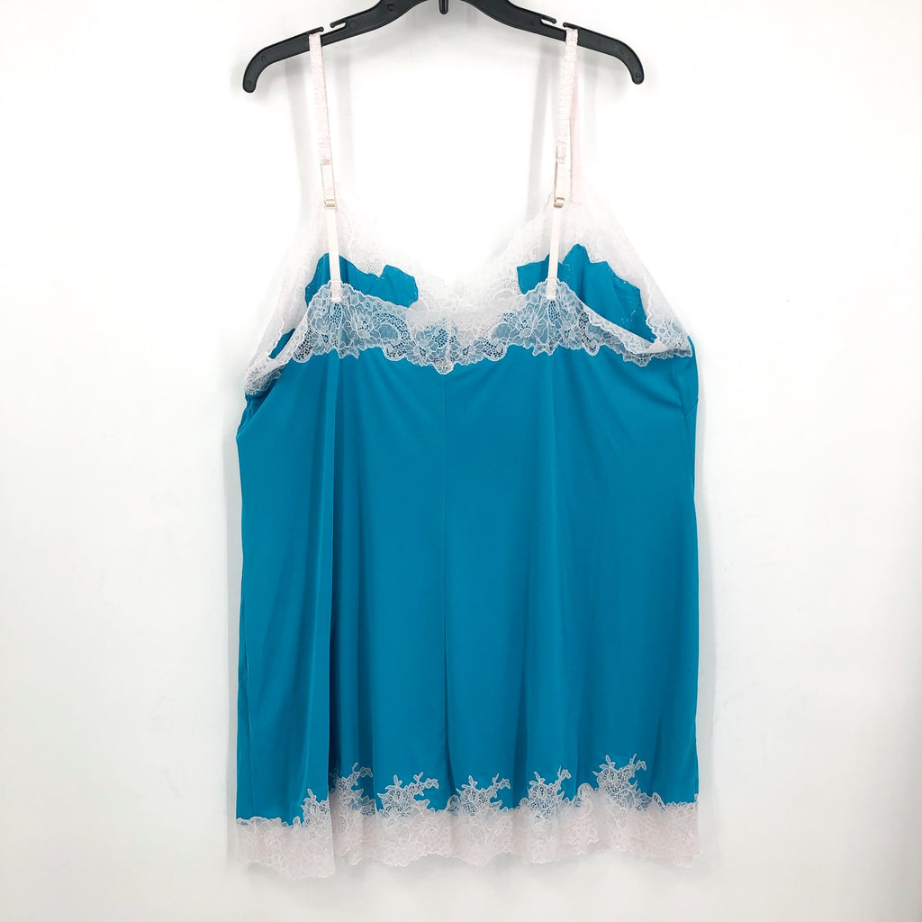 NATORI Women's Enchant Lace Trim Chemise 2X Azure Blue Slip NWT R78130X