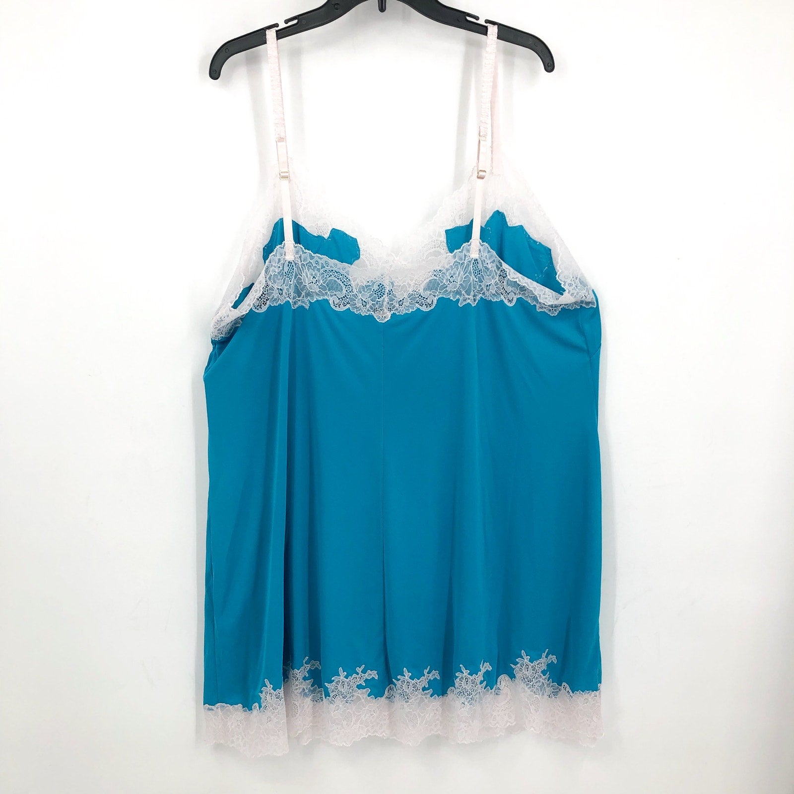NATORI Women's Enchant Lace Trim Chemise 2X Azure Blue Slip NWT R78130X