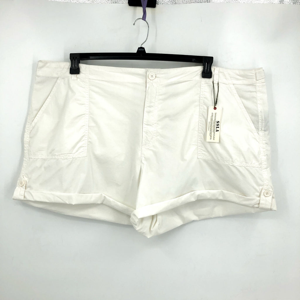SANCTUARY Standard Cargo Shorts Womens 24W White Roll Cuff Patch Pocket NWT