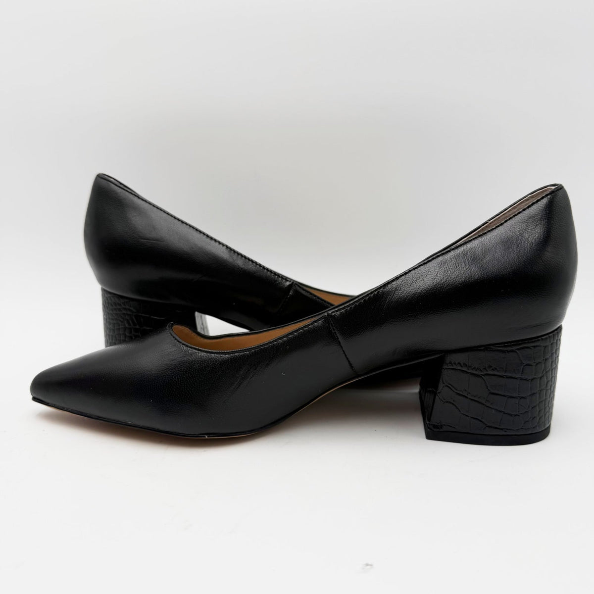 Franco Sarto Womens Callan Pumps Size 9 Black Pointed Toe Block Heel NWOB