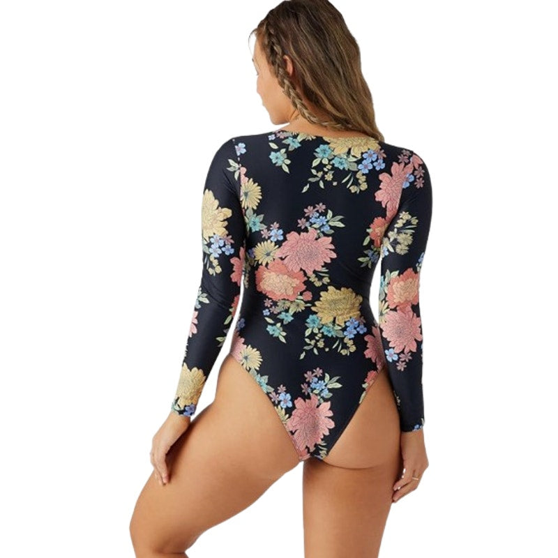 O'NEILL Women's Kali Floral Key West Surf Suit Medium Black Long Sleeve NWT
