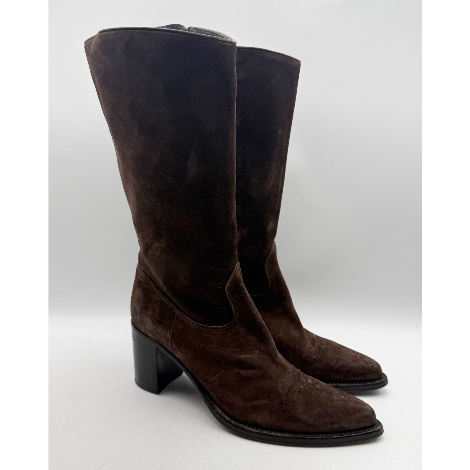 RE/DONE Womens 90s Western Knee High Boots EU 37 US 7 Brown Suede EUC