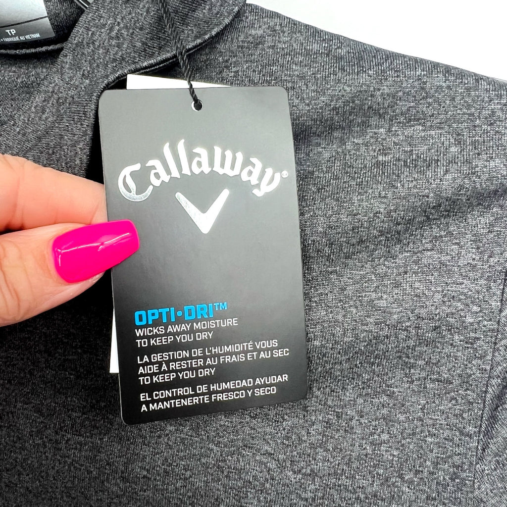 CALLAWAY Womens 1/4 Zip Short Sleeve Golf Polo Shirt XS Black Heather Gray NWT