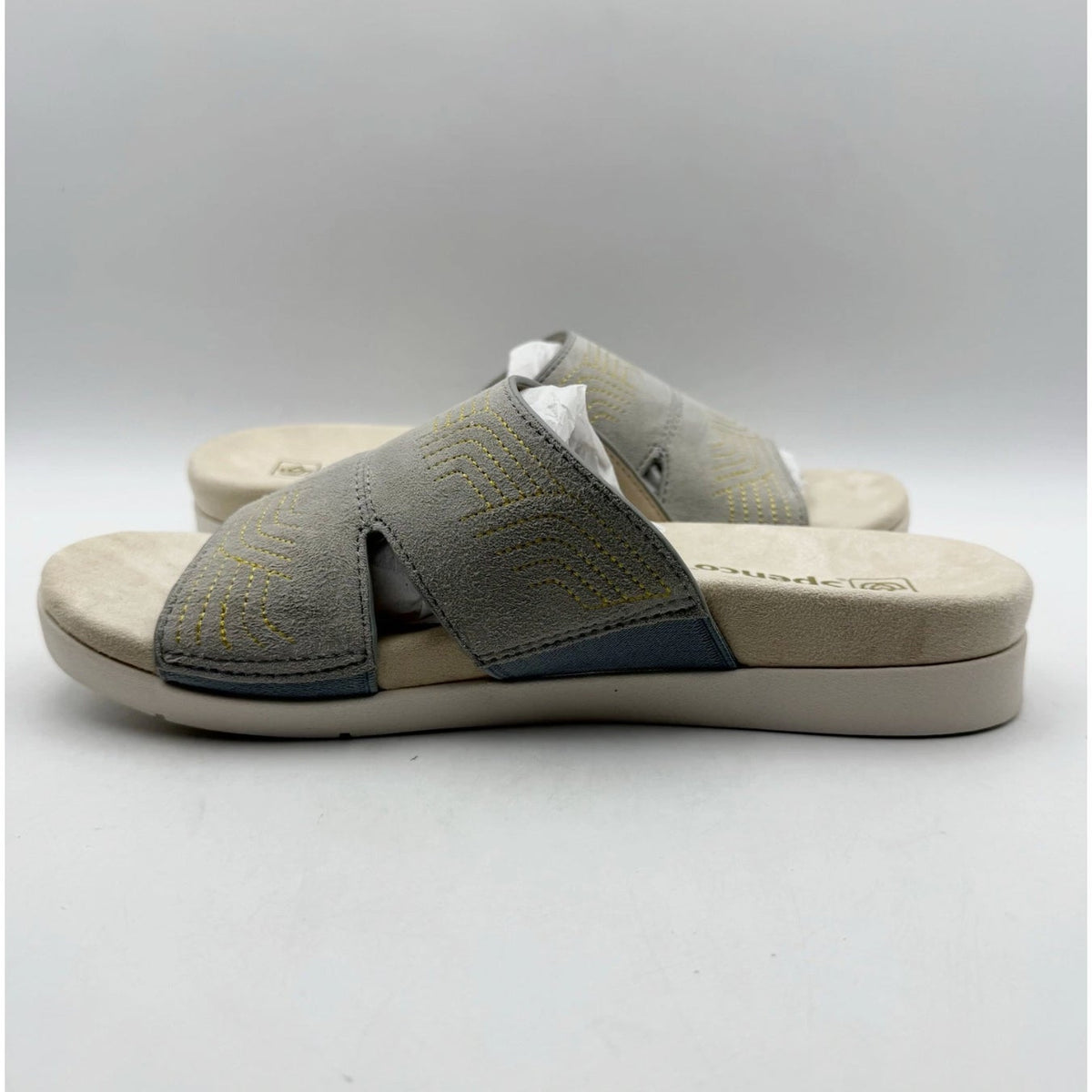 Spenco Womens Twilight Ellie Slide Sandals Size 8.5 WIDE EU 39 Grey Leather NIB