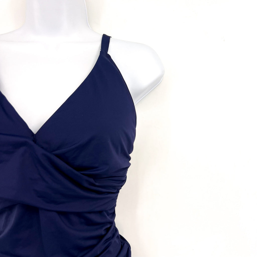 Tommy Bahama Womens Pearl One-Piece Swimsuit Size 10 Navy Blue Cross Front NWT