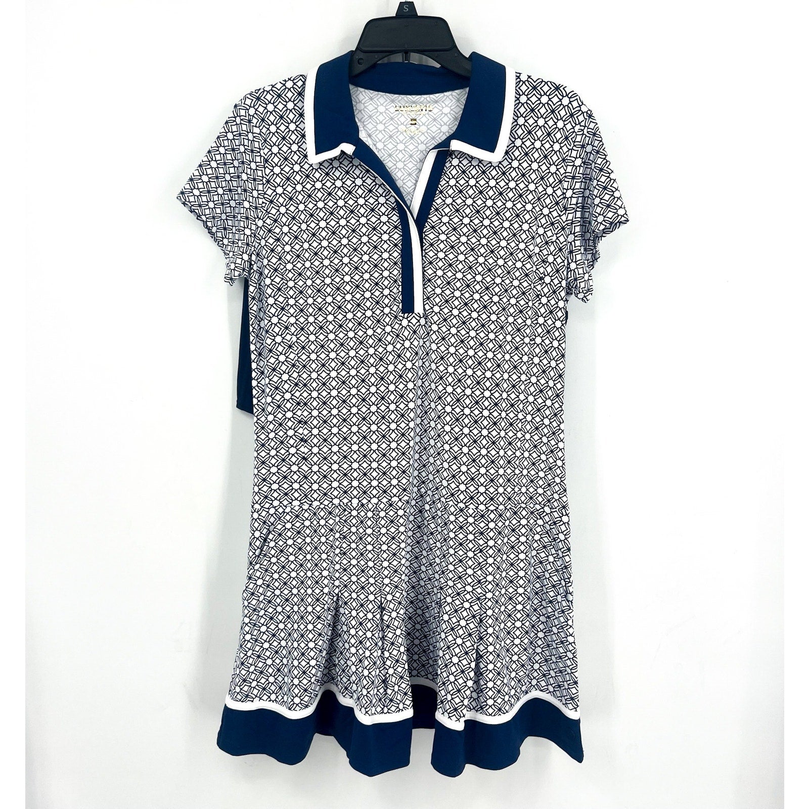 LILLY PULITZER Womens Luxletic Jessamy Dress Large Low Tide Navy Blue UPF 50 NWT