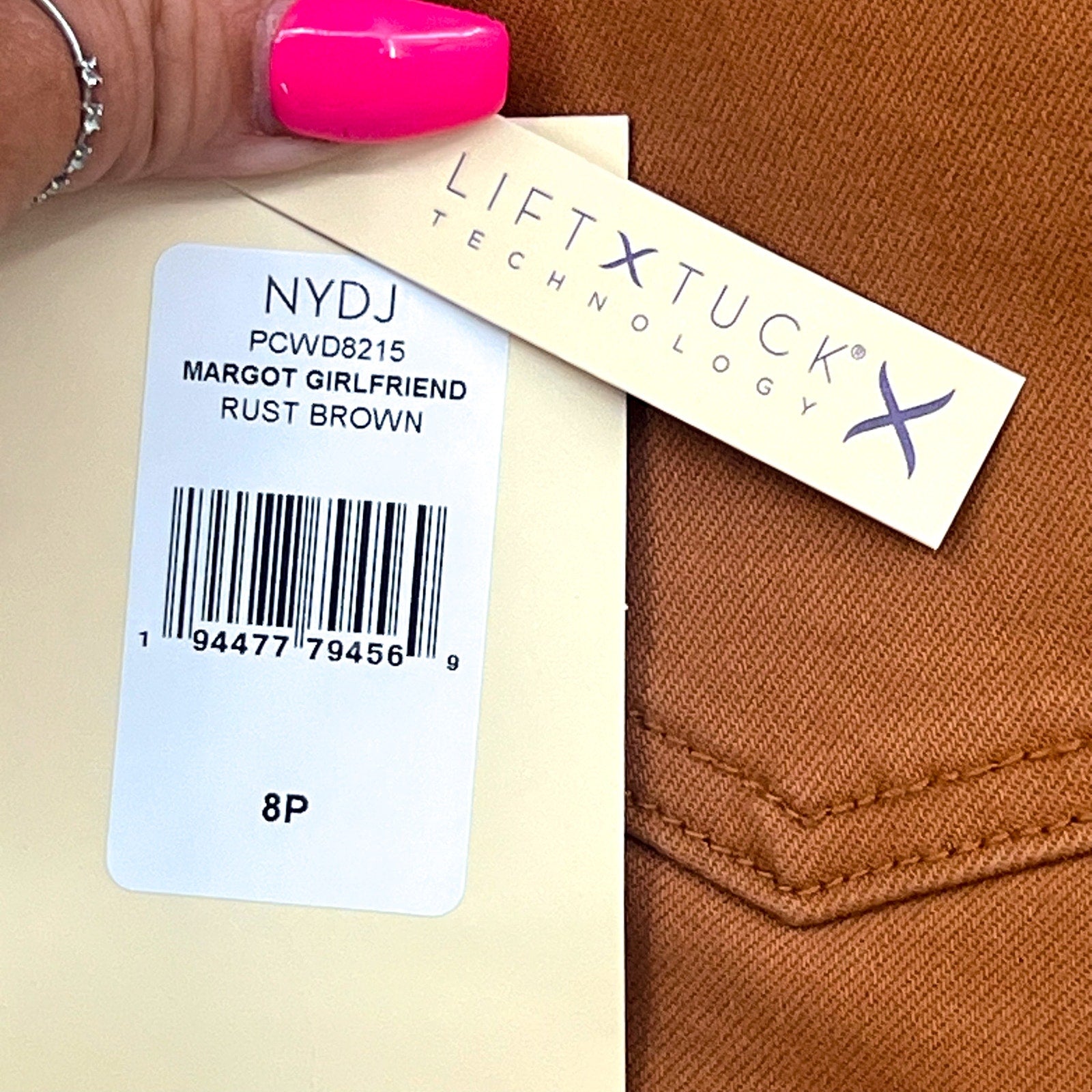 NYDJ Womens Margot Girlfriend Straight Leg Jeans Size 8 PETITE Rust Brown NWT