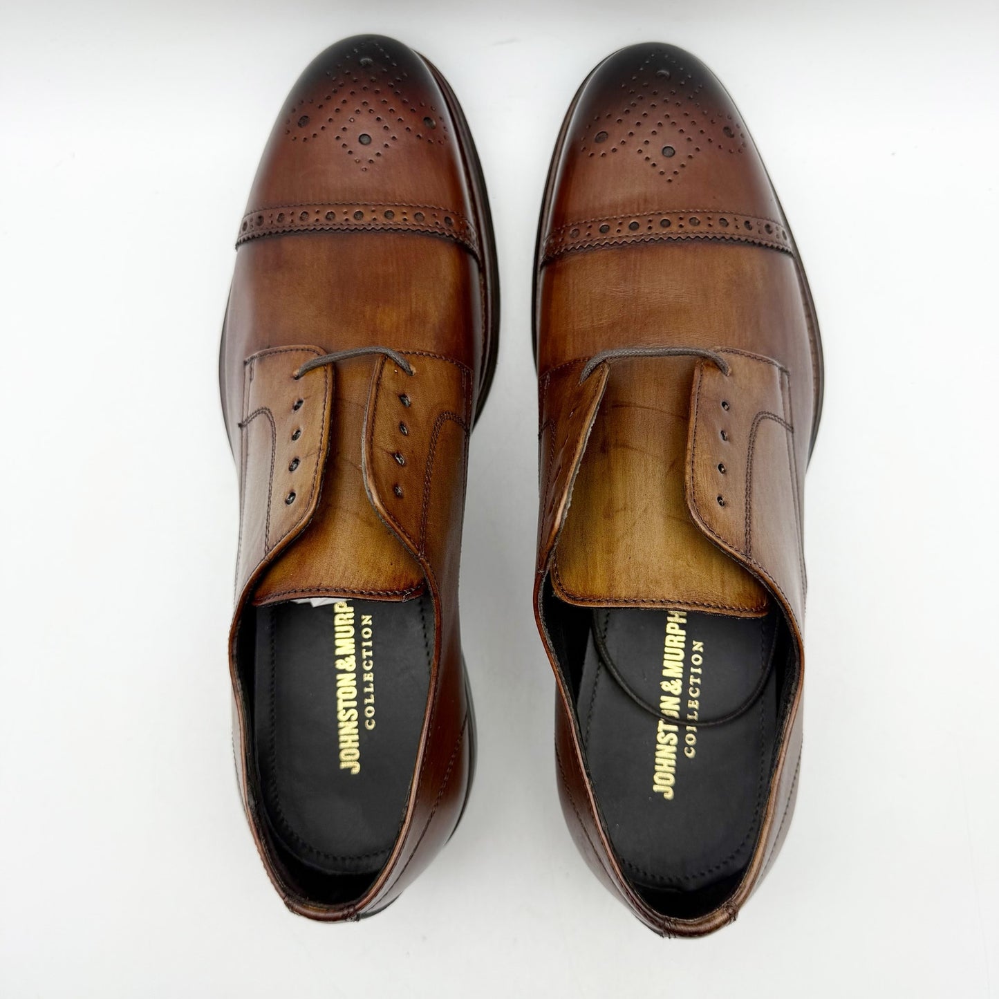 Johnston & Murphy Mens Ashford Cap Toe Dress Shoes US 9 M Brown Leather NIB