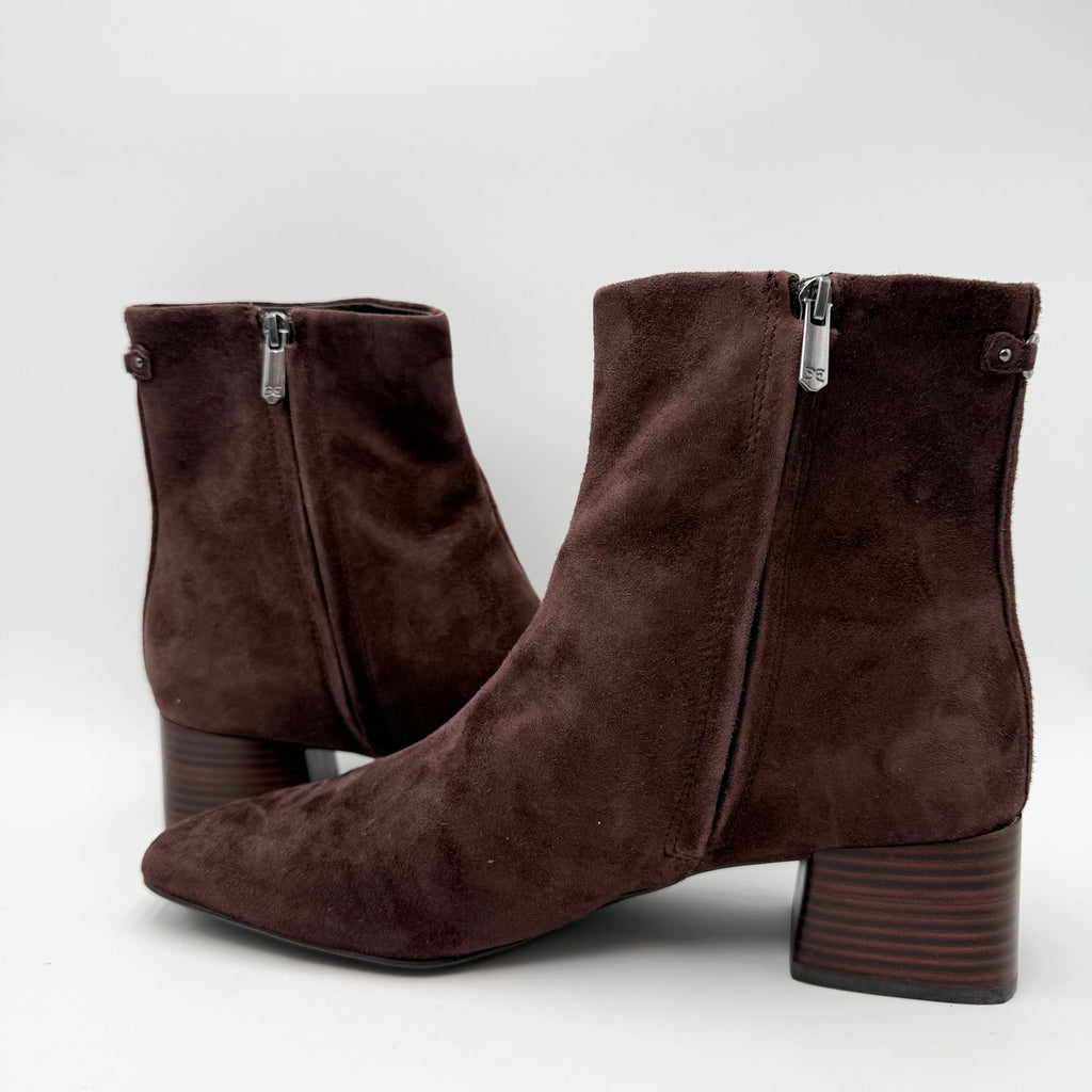 Sam Edelman Womens Paige Ankle Boots Size 11 M Dark Brown Suede NWOB