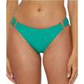 BECCA Women's Modern Edge Buckle Hipster Bikini Bottoms Small Green Peacock NWOT