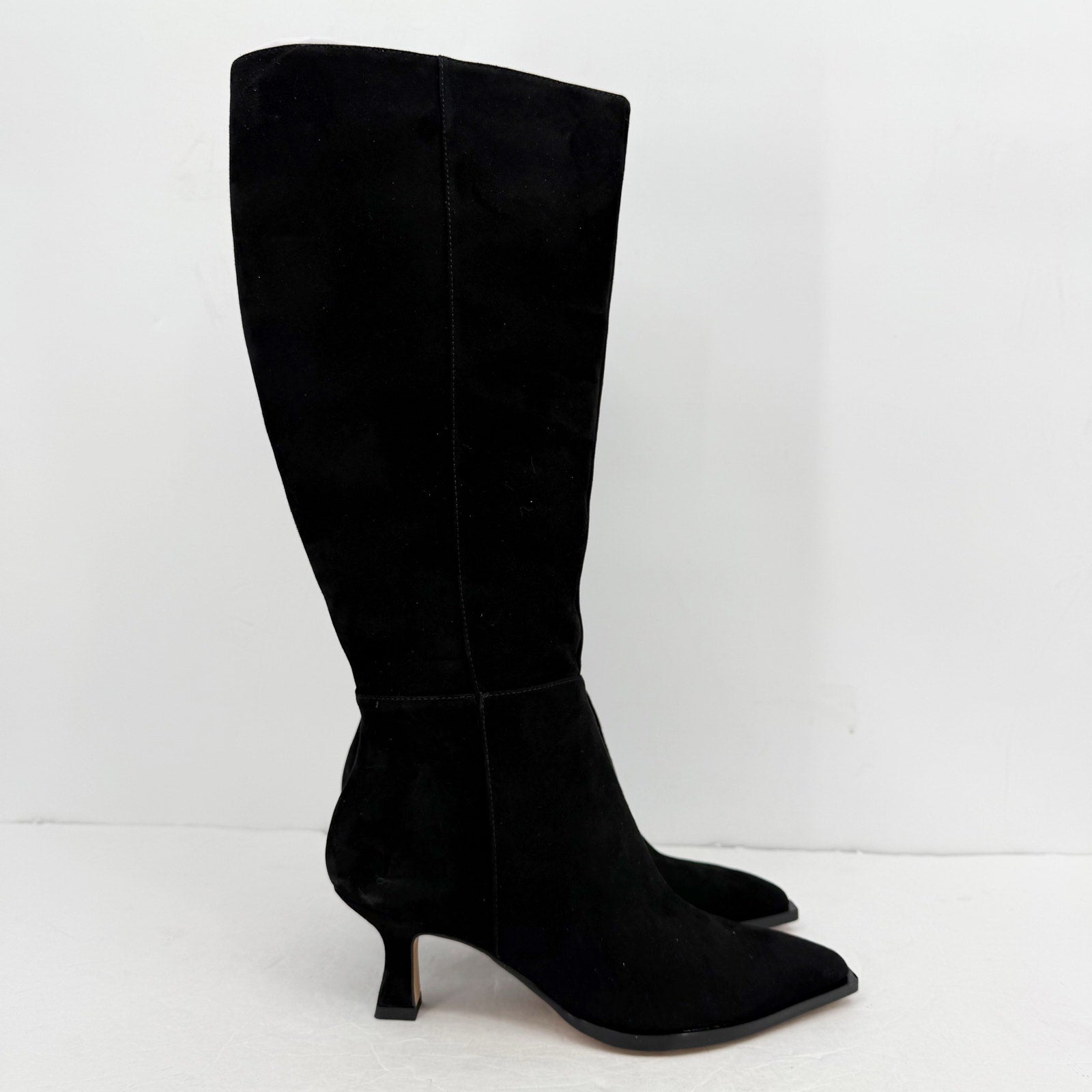 Dolce Vita Womens Auggie Knee High Heeled Boot 7.5 Extra Wide WC Black Suede NIB
