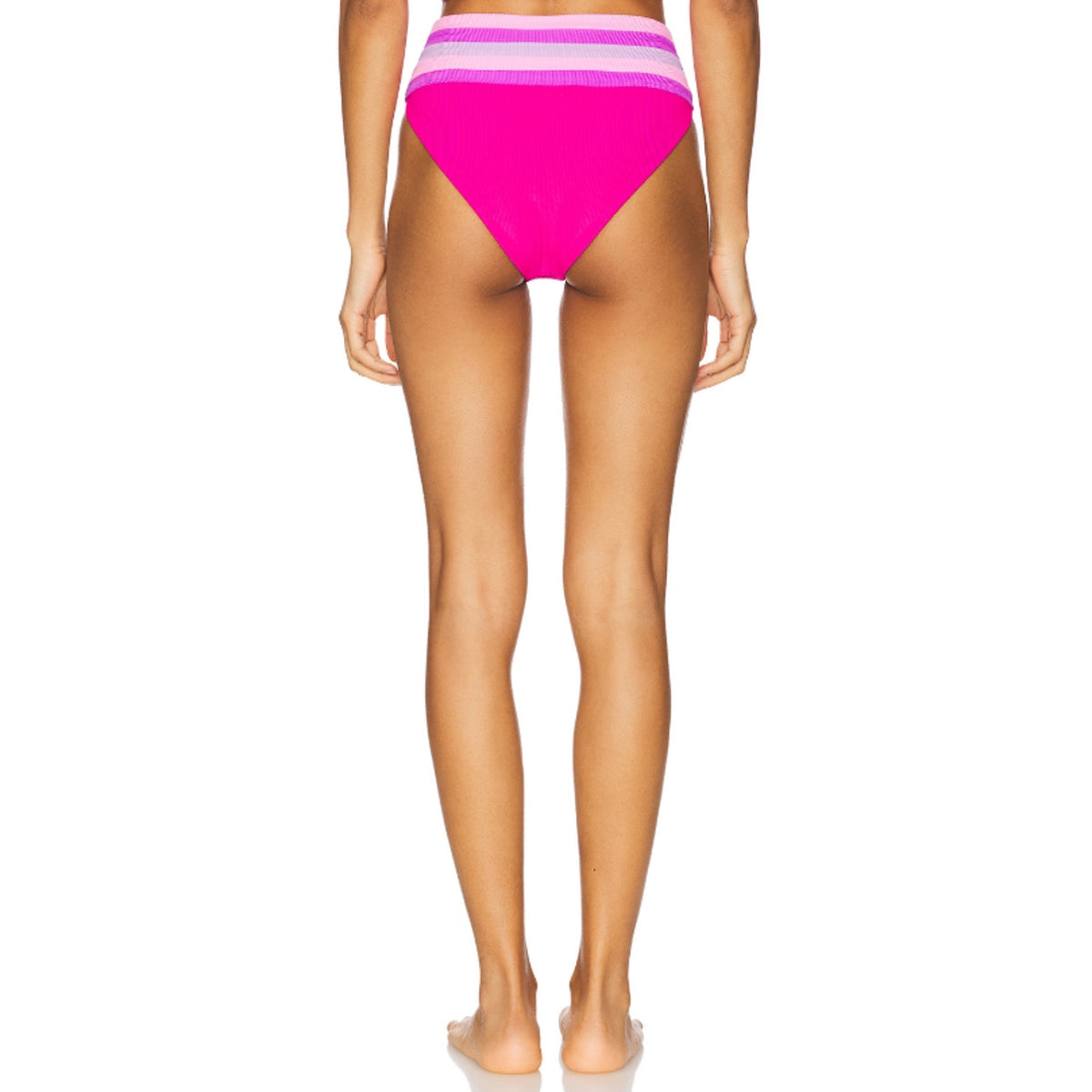 BEACH RIOT Millie High Waisted Bikini Bottom Small Pink Raspberry Colorblock NWT