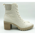 Dolce Vita Womens Combat Boots Size 9 Stacked Heel Off White Canvas NWOB