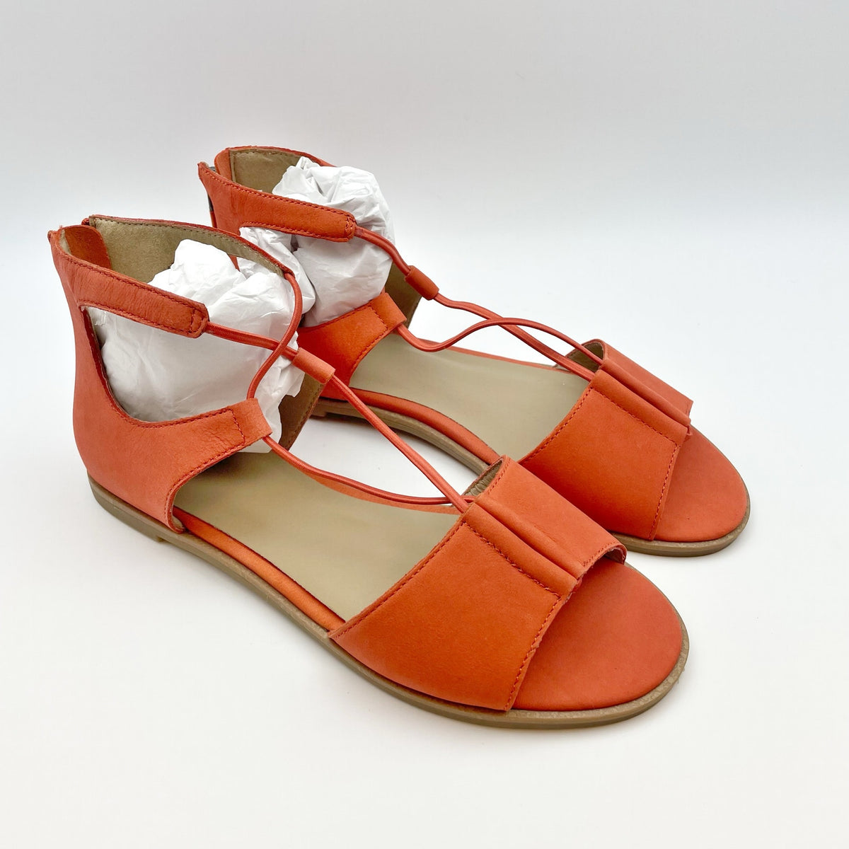 Eileen Fisher Womens Rose Sandals Size 6.5 Orange Leather Flats NIB