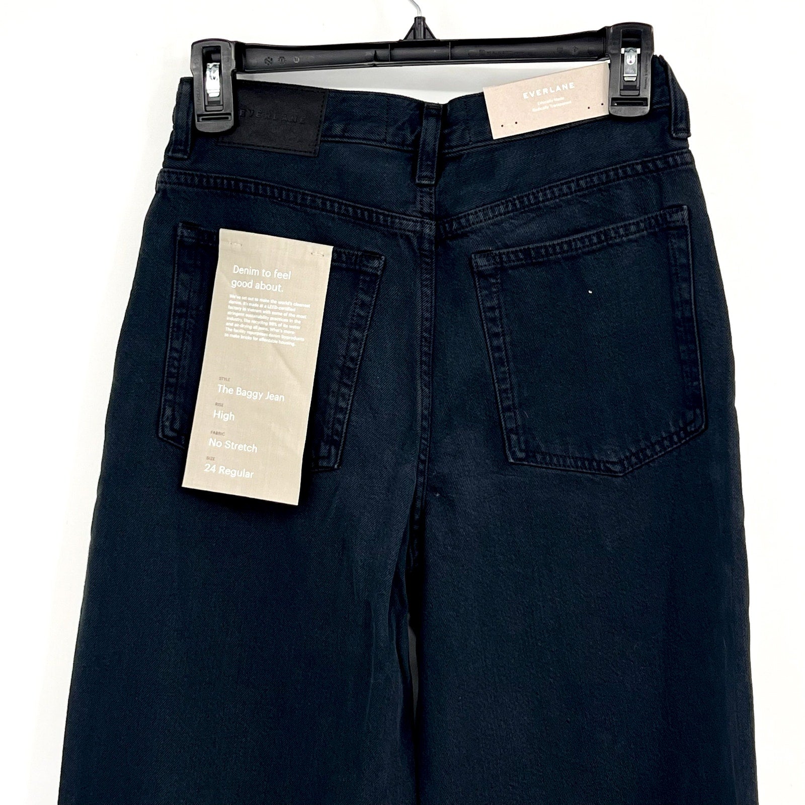 EVERLANE Women's The OG Baggy Jeans 24x30 US 00 Black Ink Wash Relaxed Fit NWT