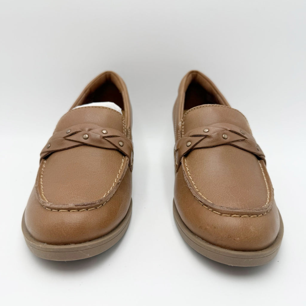 Clarks Womens Charlten Echo Loafers Size 5 M EU 35 Dark Sand Leather NWOB