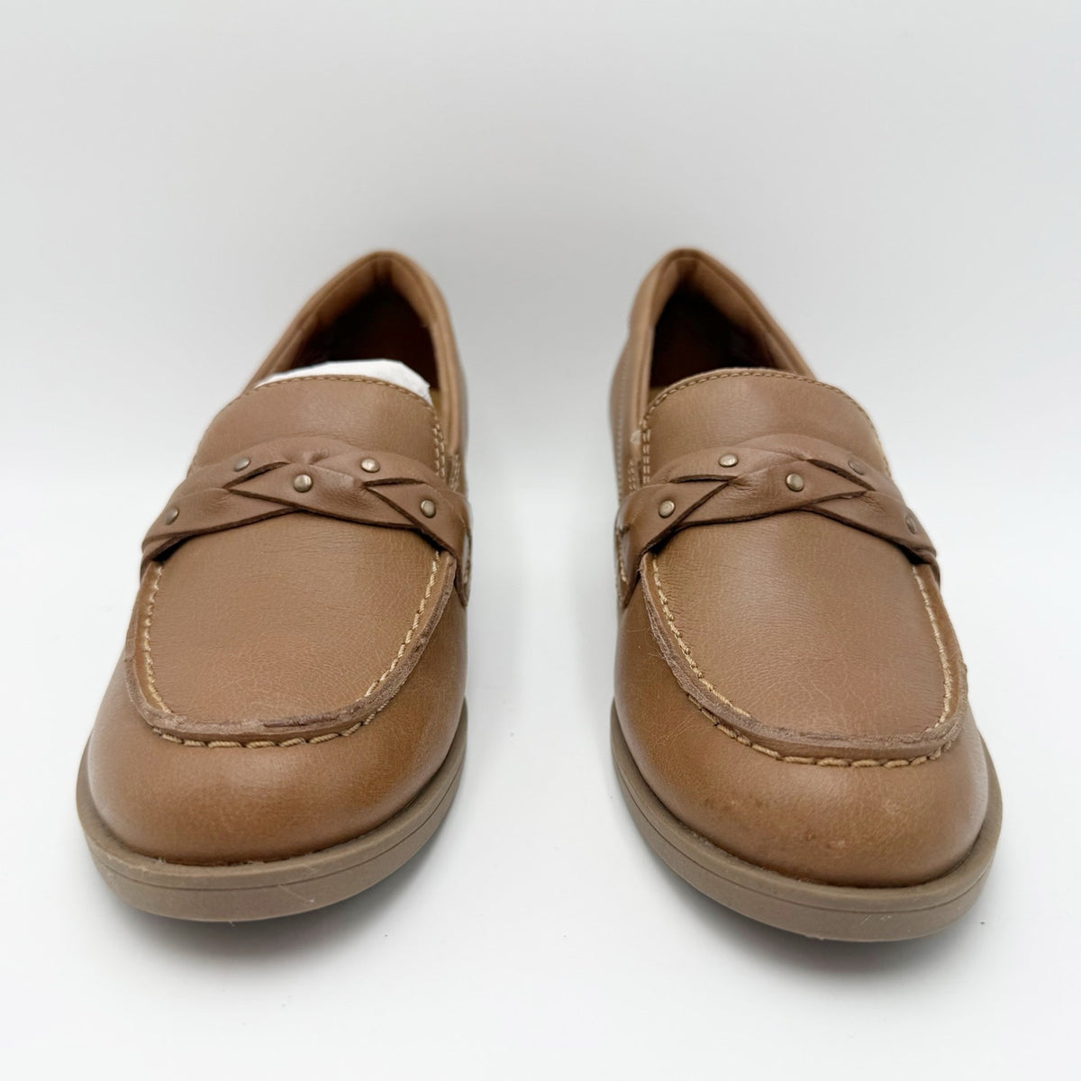 Clarks Womens Charlten Echo Loafers Size 5 M EU 35 Dark Sand Leather NWOB