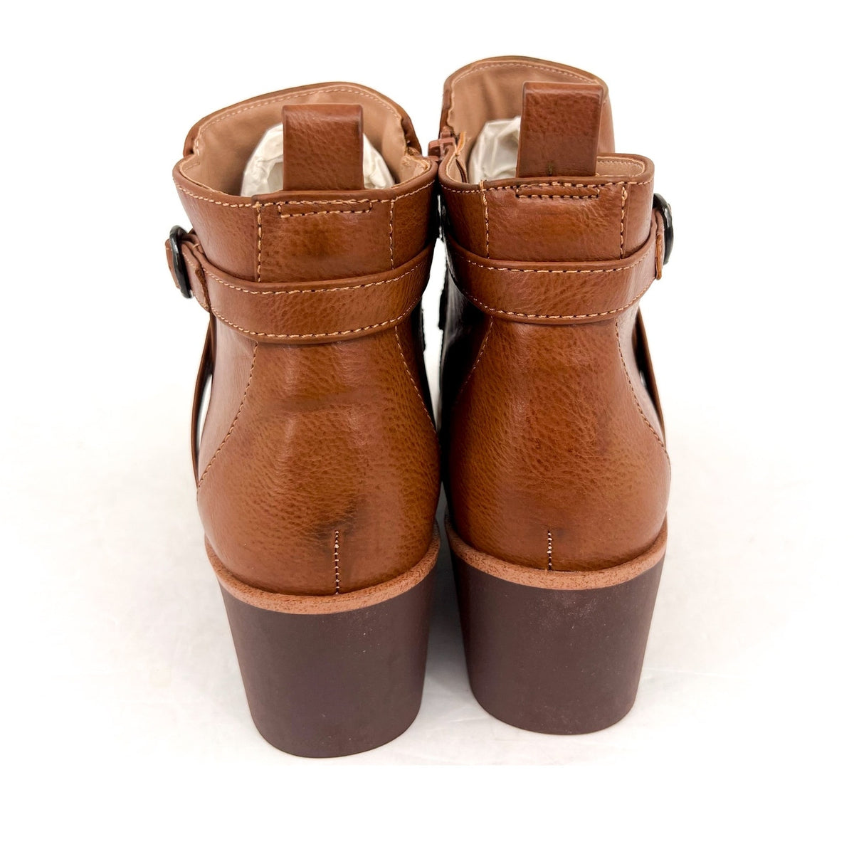 LIFESTRIDE Zinfandel Wedge Ankle Booties Size 11 Whiskey Brown Faux Leather NWOB