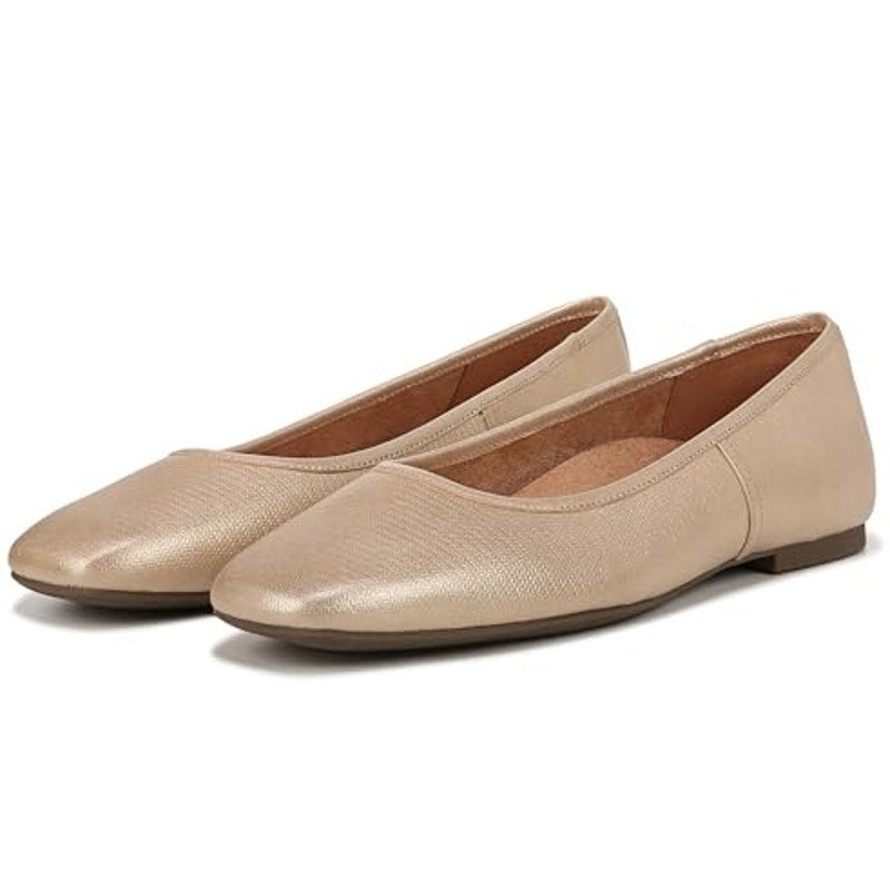 Vionic Womens Orinda Ballet Flats Size 10 EU 41 Gold Leather Slip On NWOB