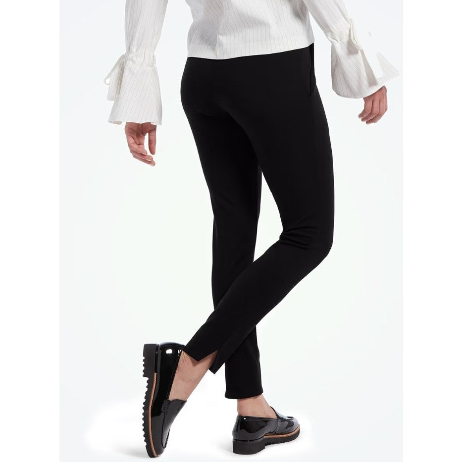 HUE Women's Ponte 7/8 Leggings Large Black Ankle Slit Stretch NWT