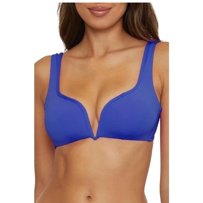 BECCA Women's Color Code V-Wire Bikini Top Small Blue Ultramarine Adjustable NWT