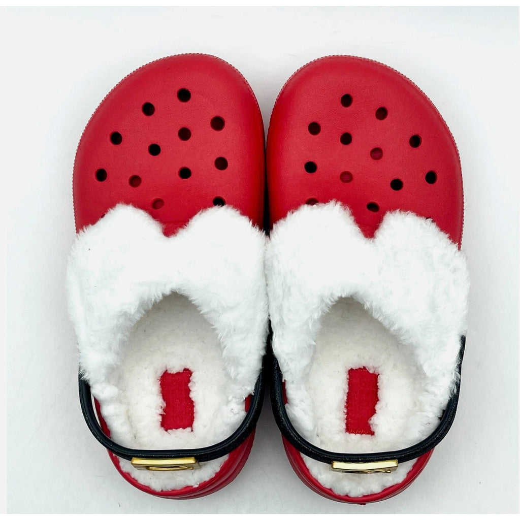 Crocs Unisex Santa Classic Clogs Little Kids 11 Festive Red White Black NWT