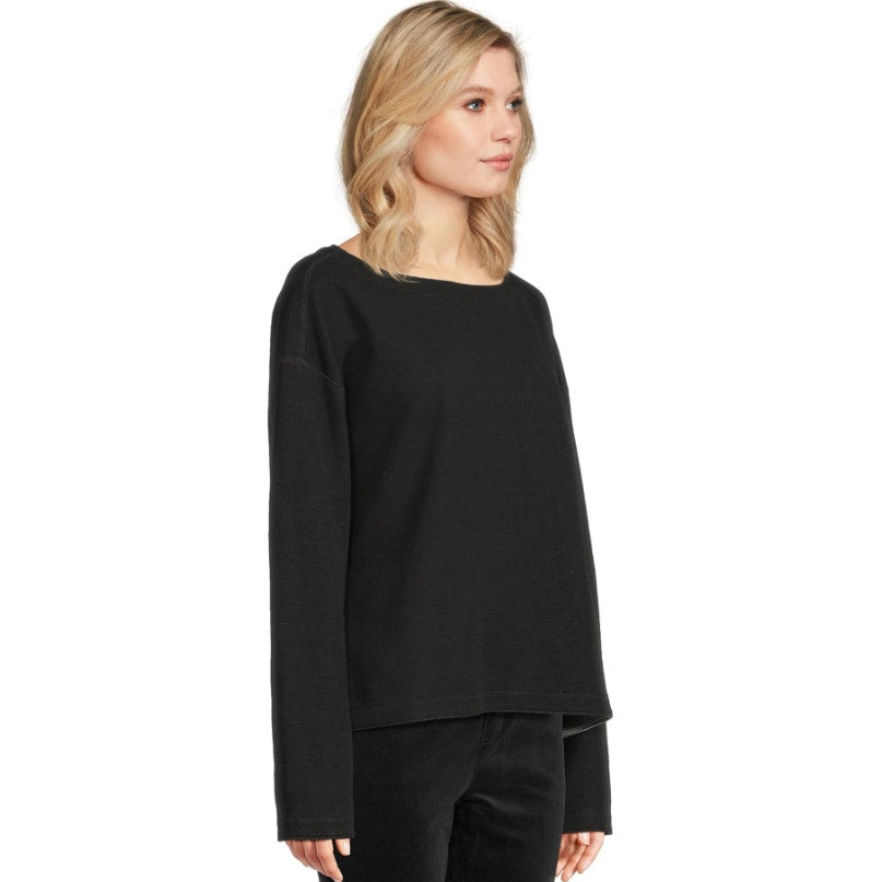 EILEEN FISHER Women's Reversible Box Top Small Black Long Sleeve NWT