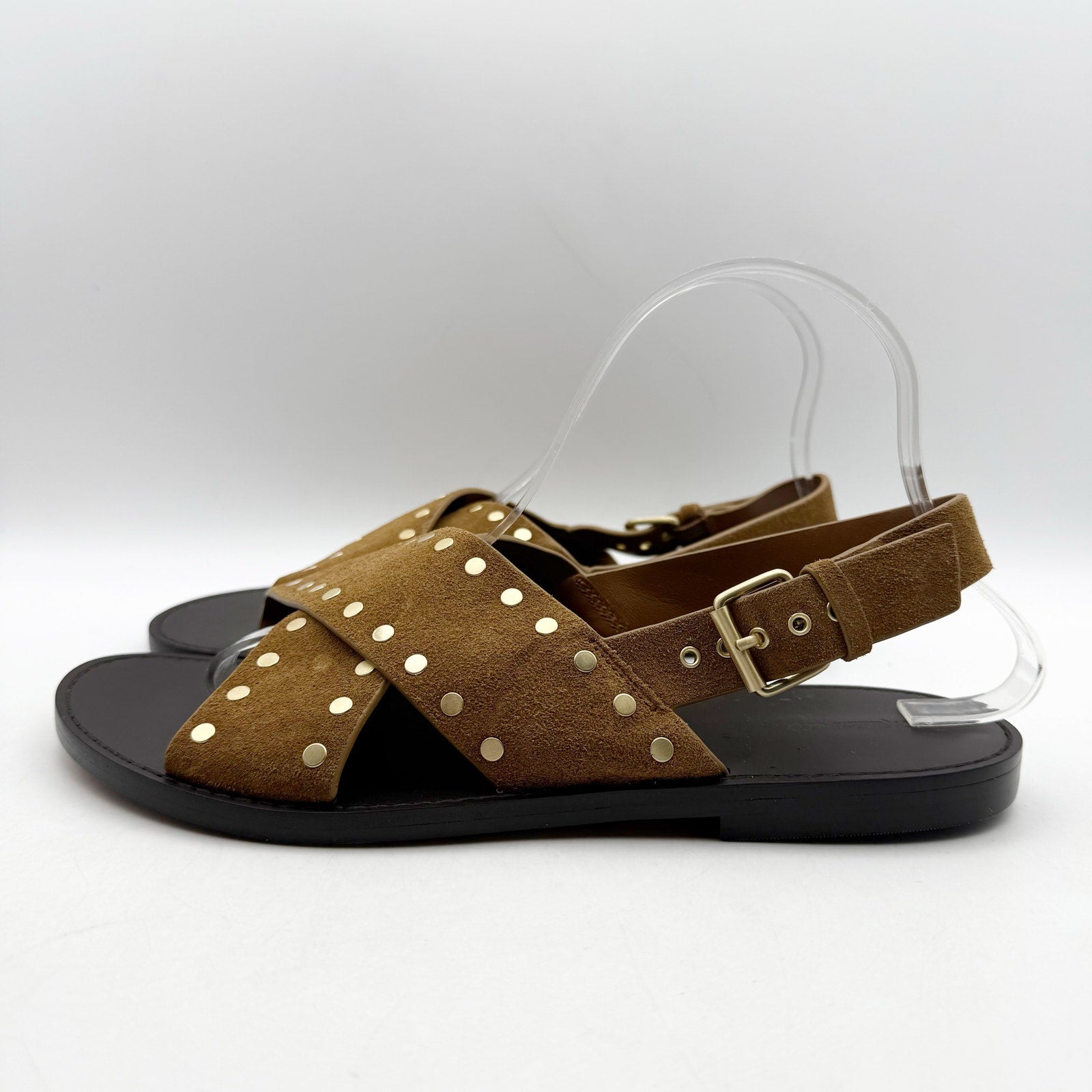 Madewell Womens Tuley Crossband Sandals US 9.5 M EU 39.5 Brown Leather NIB