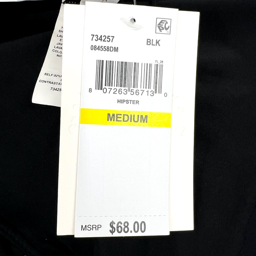 BECCA Women's Muse Mesh-Inset Bikini Bottoms Medium Black Side-Tie NWT