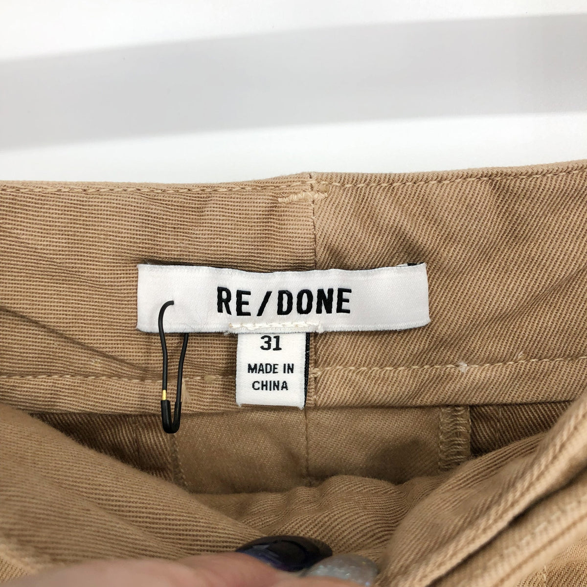 RE/DONE Womens 90s Loose Trousers Size 31 US 12 Tan High Waist Chinos Twill NWOT